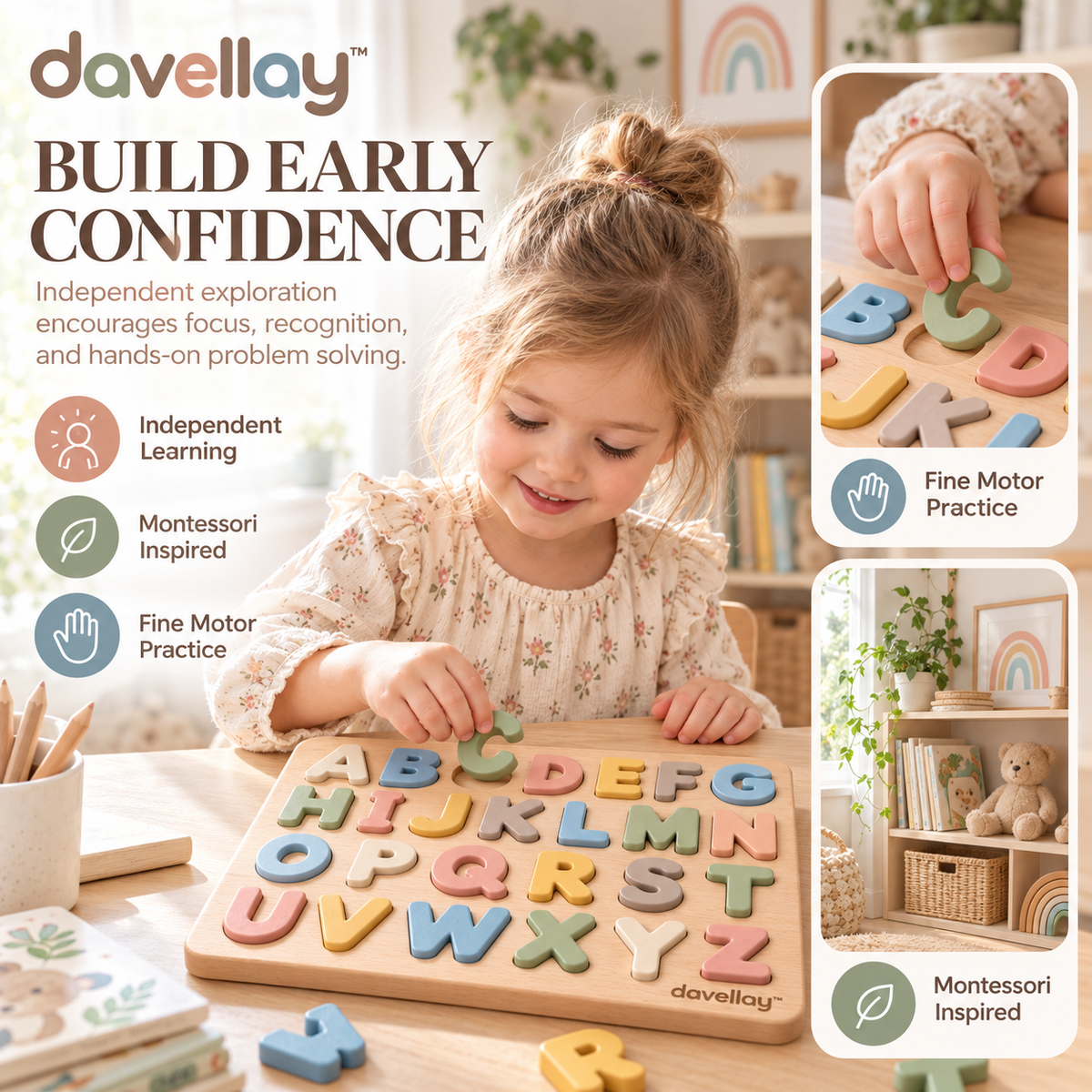 davellay™ Montessori Wooden Alphabet Learning Set