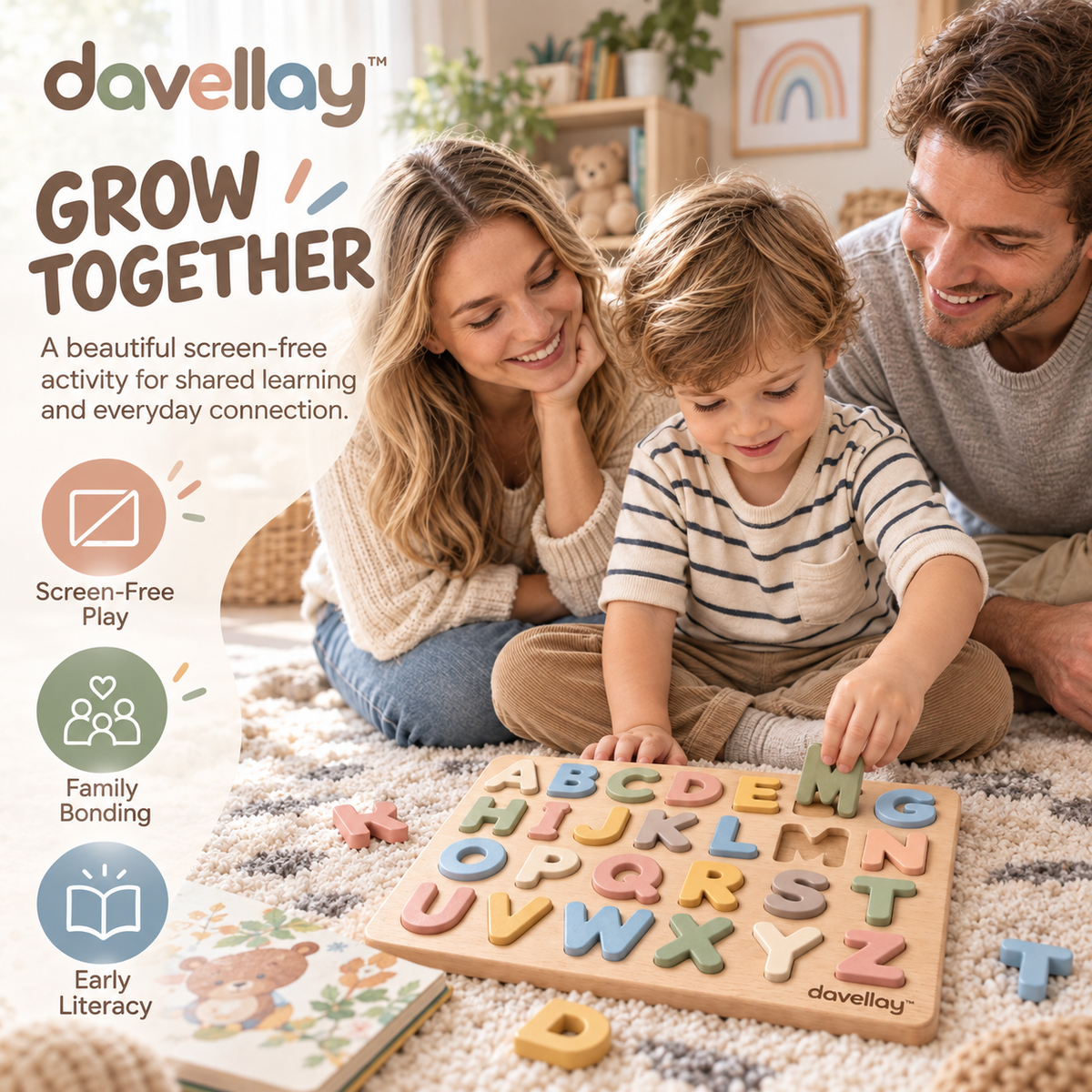 davellay™ Montessori Wooden Alphabet Learning Set