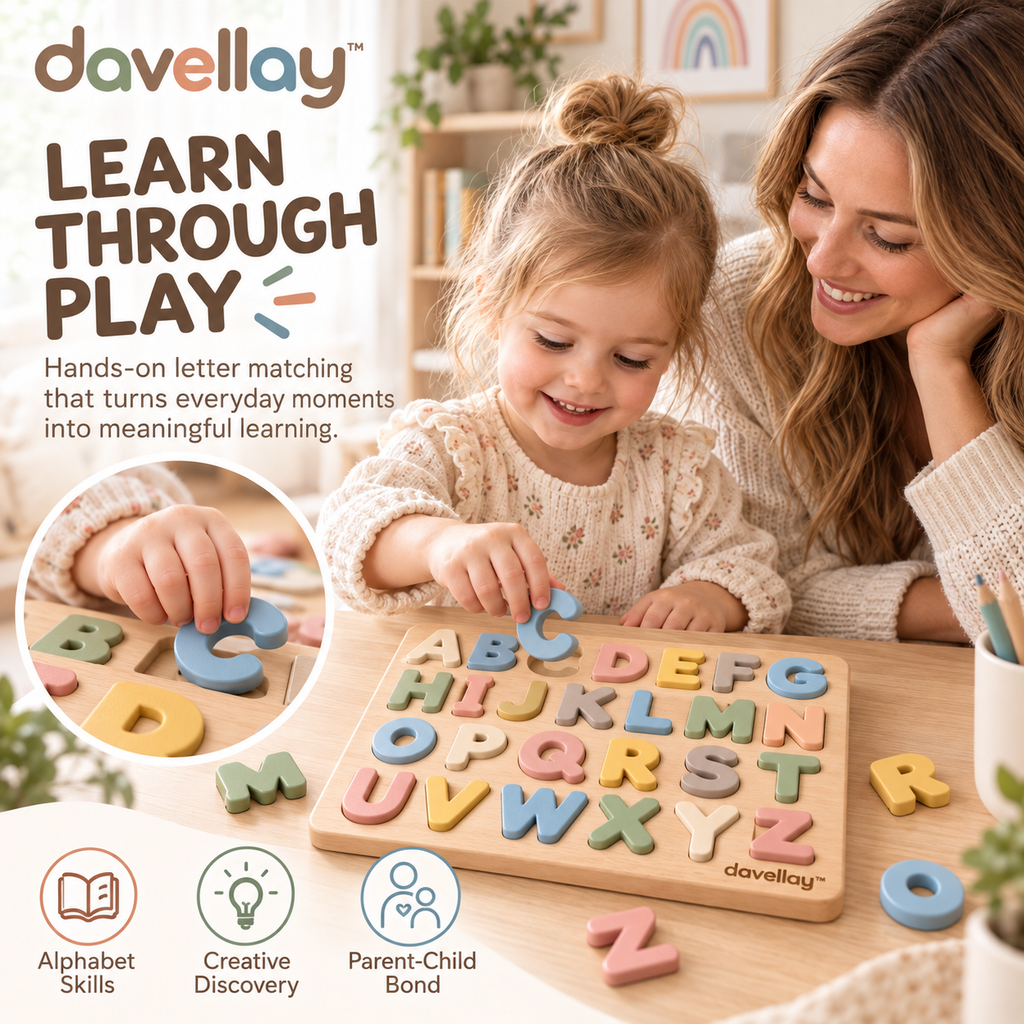 davellay™ Montessori Wooden Alphabet Learning Set