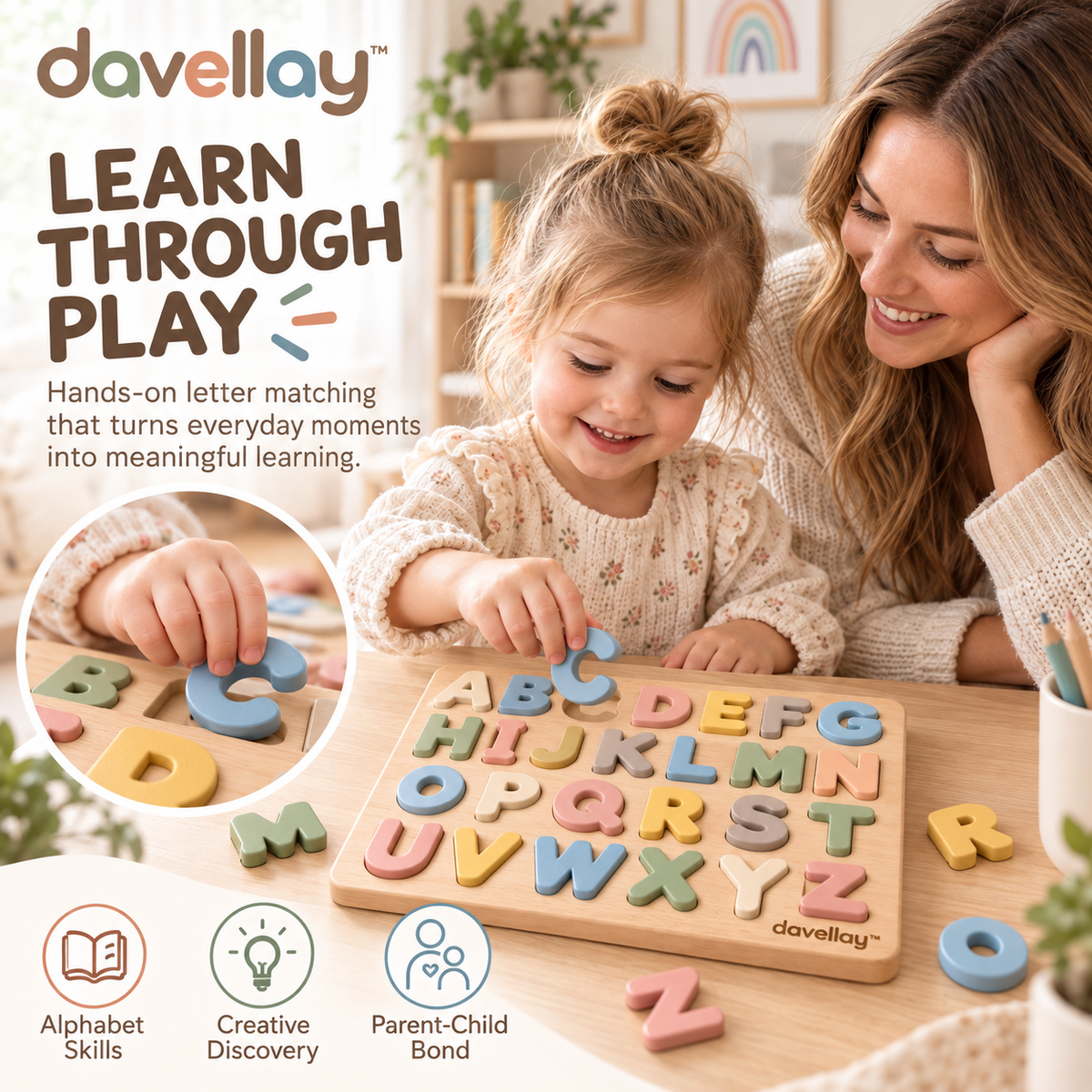 davellay™ Montessori Wooden Alphabet Learning Set