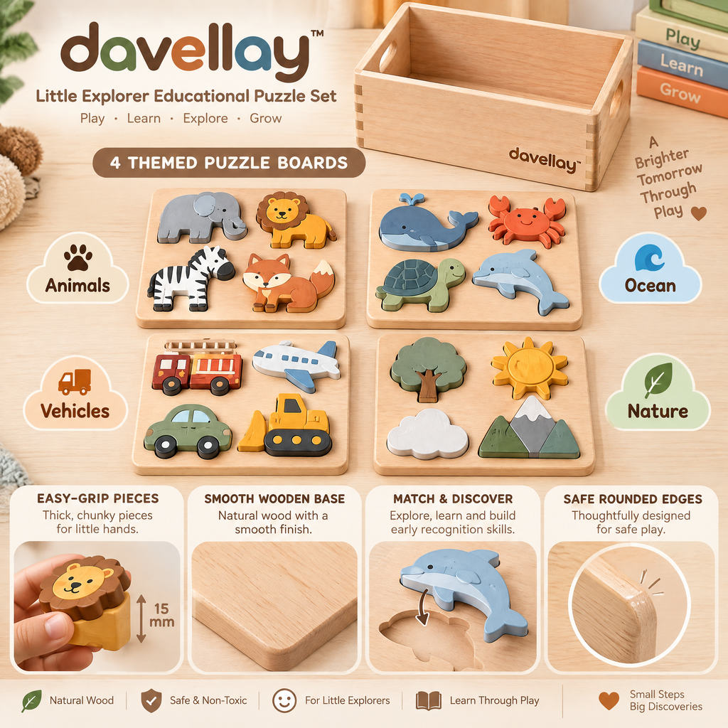 davellay™ Little Explorer Educational Puzzle Set