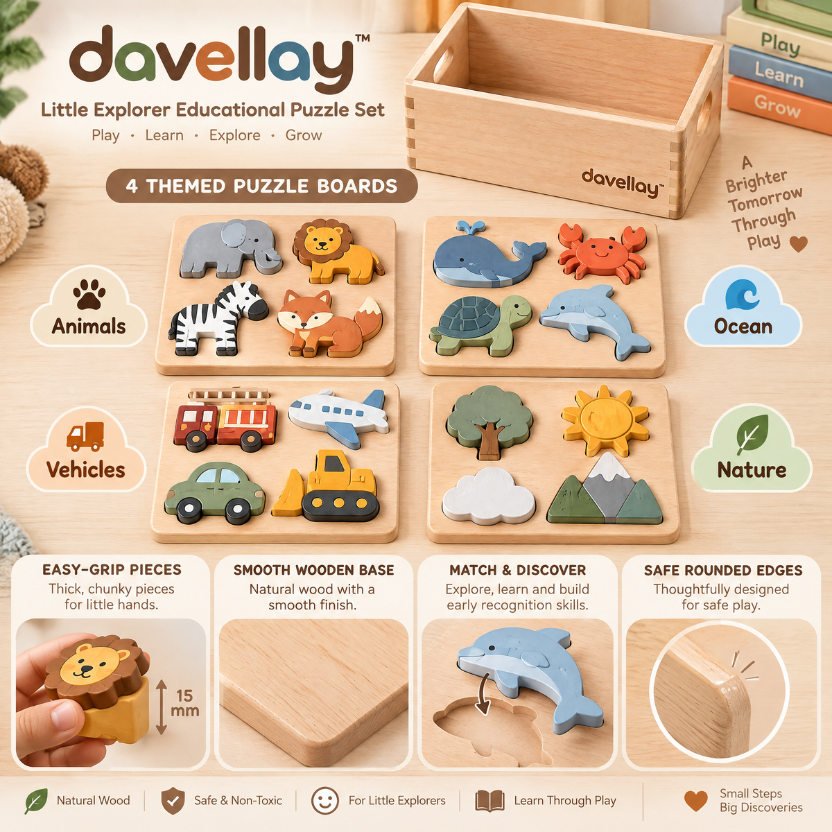 davellay™ Little Explorer Educational Puzzle Set