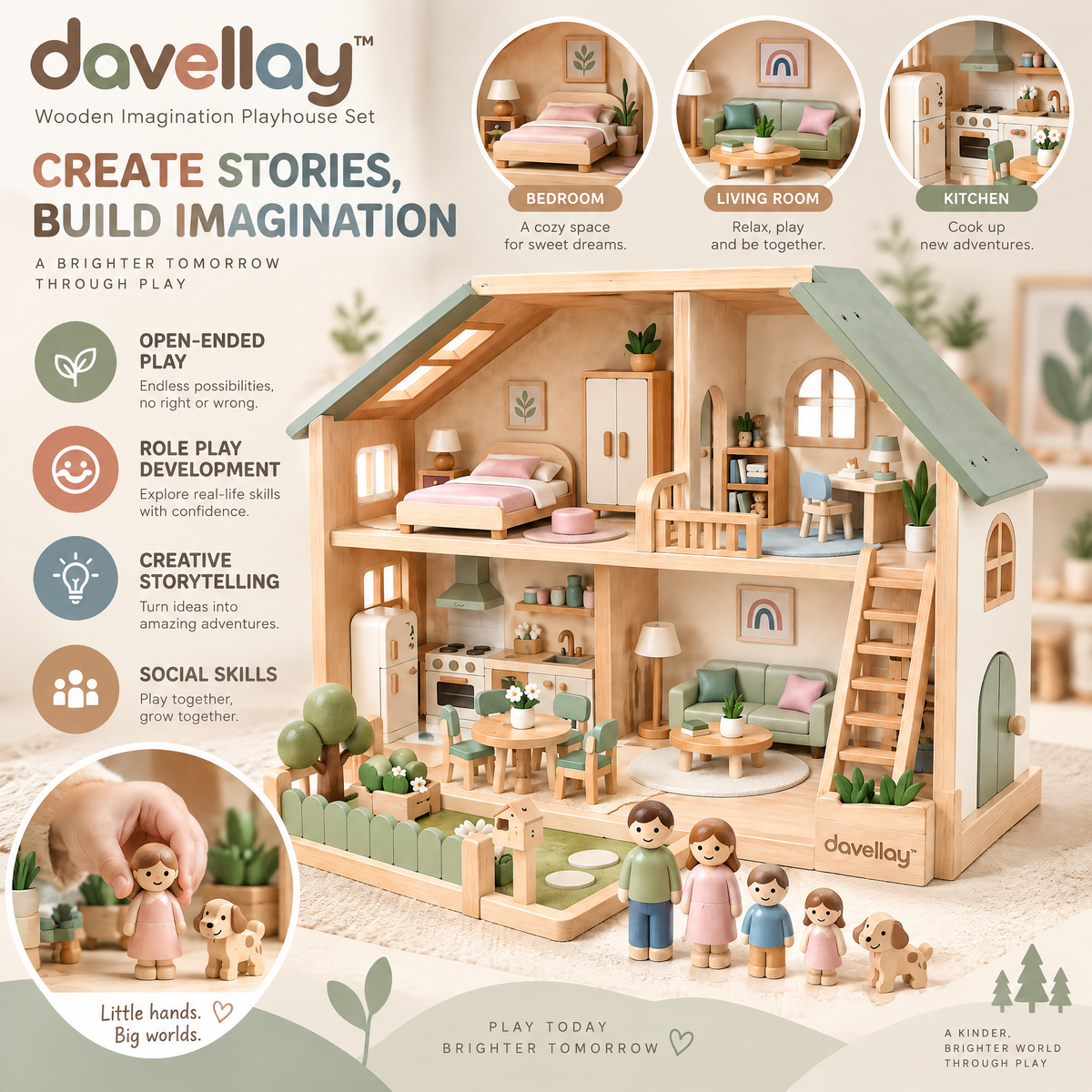 davellay™ Wooden Imagination Playhouse Set