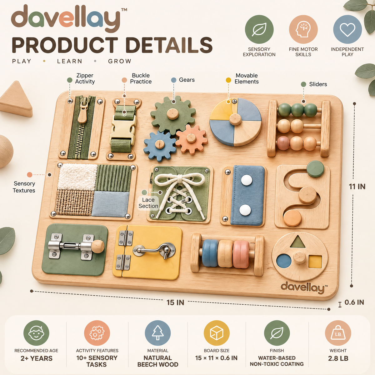 davellay™ Montessori Sensory Activity Board