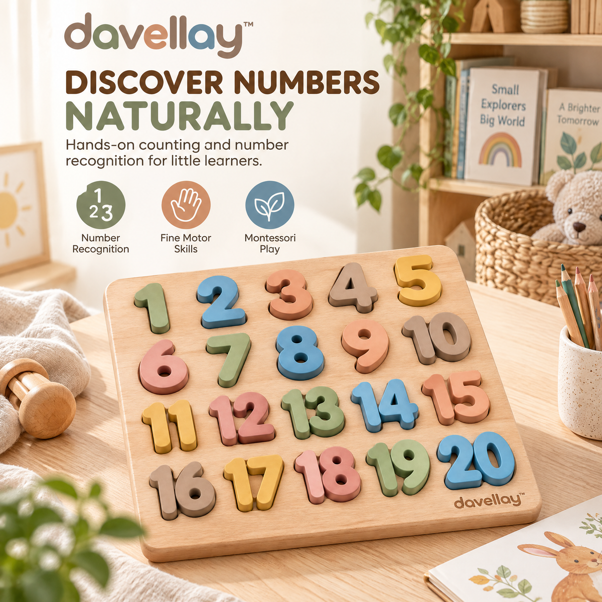 davellay™ Number Discovery Wooden Learning Board