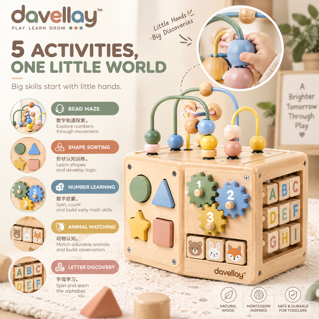 davellay™ Toddler Learning Activity Cube