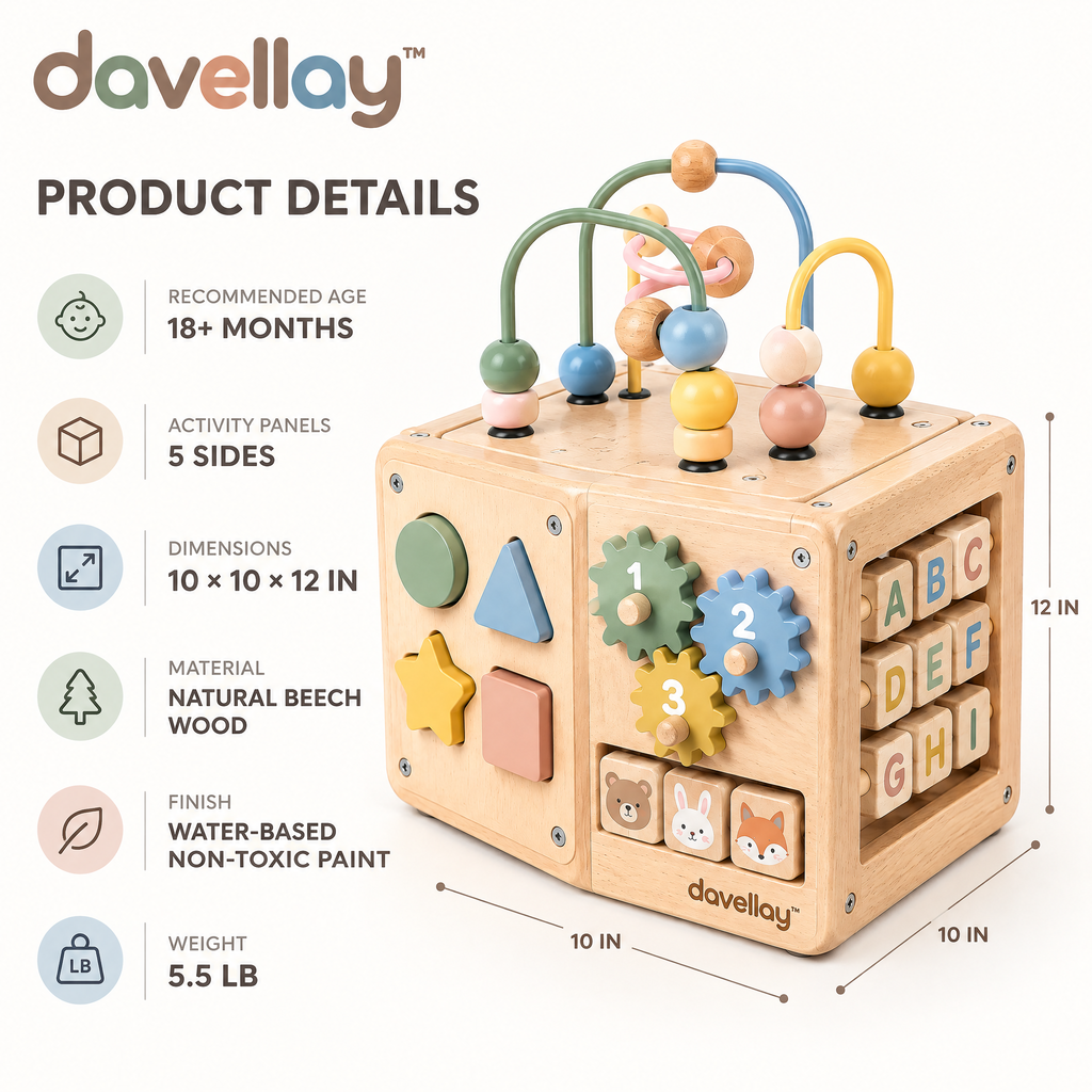 davellay™ Toddler Learning Activity Cube