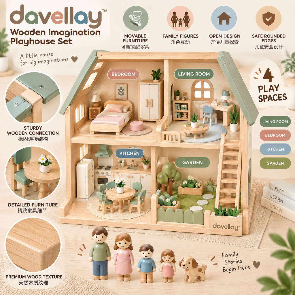 davellay™ Wooden Imagination Playhouse Set
