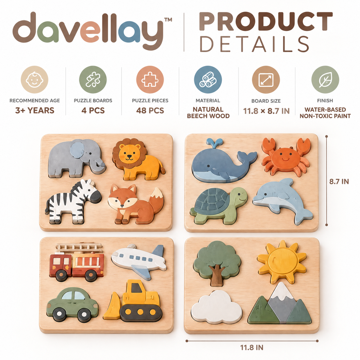 davellay™ Little Explorer Educational Puzzle Set