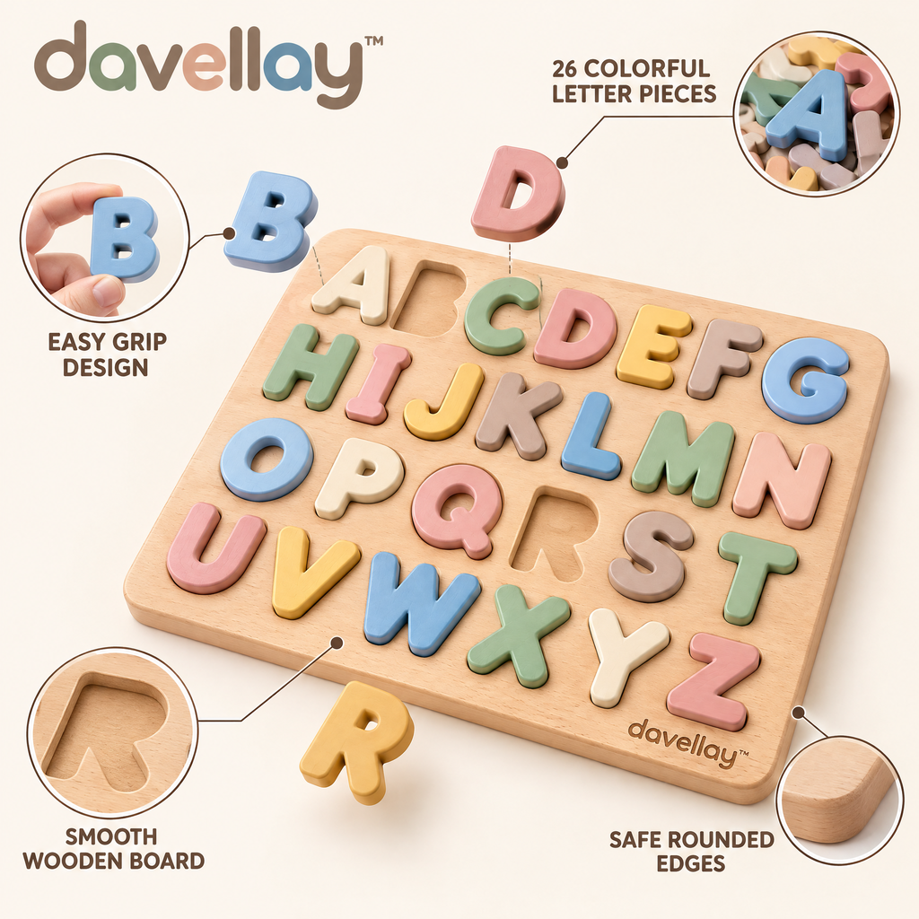 davellay™ Montessori Wooden Alphabet Learning Set