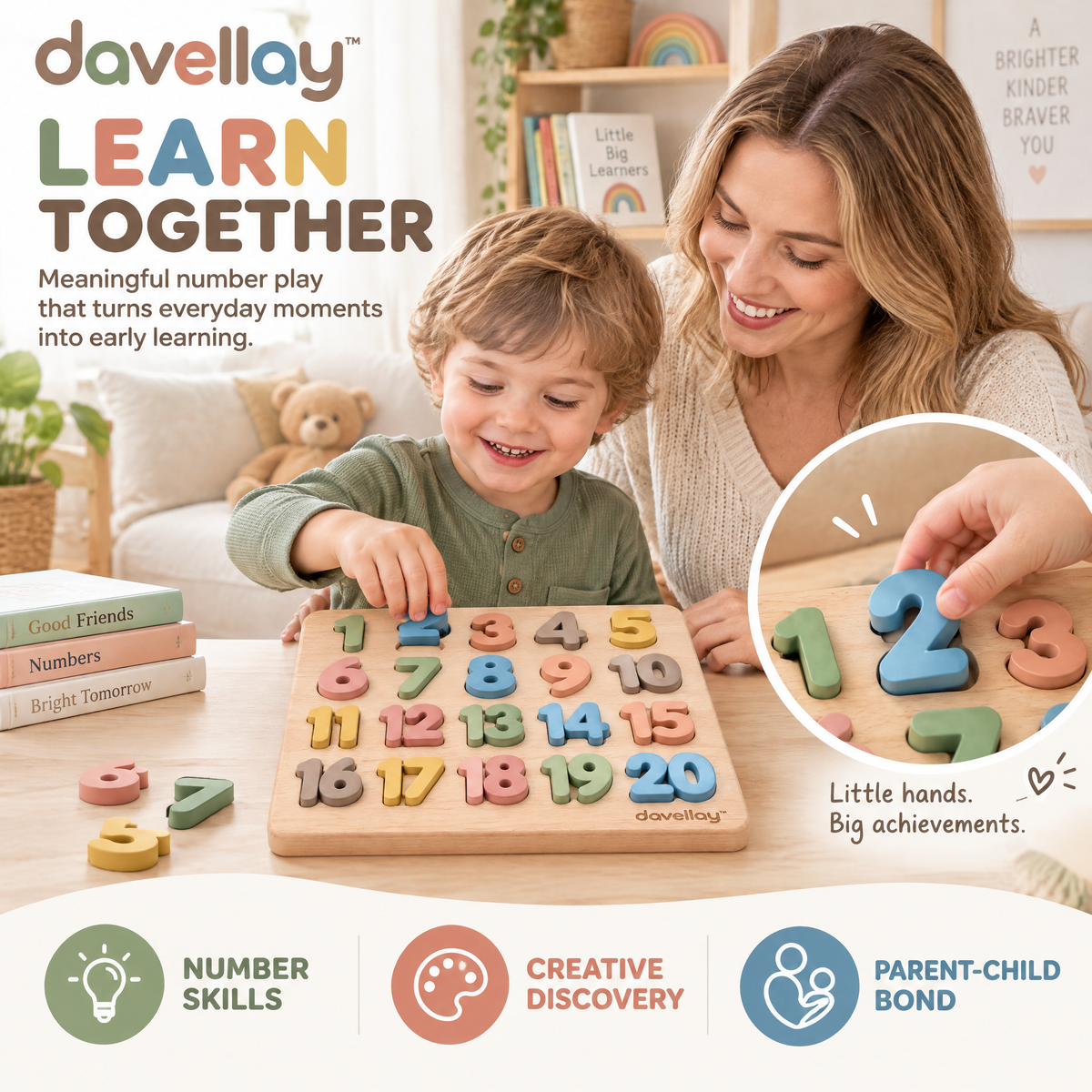 davellay™ Number Discovery Wooden Learning Board