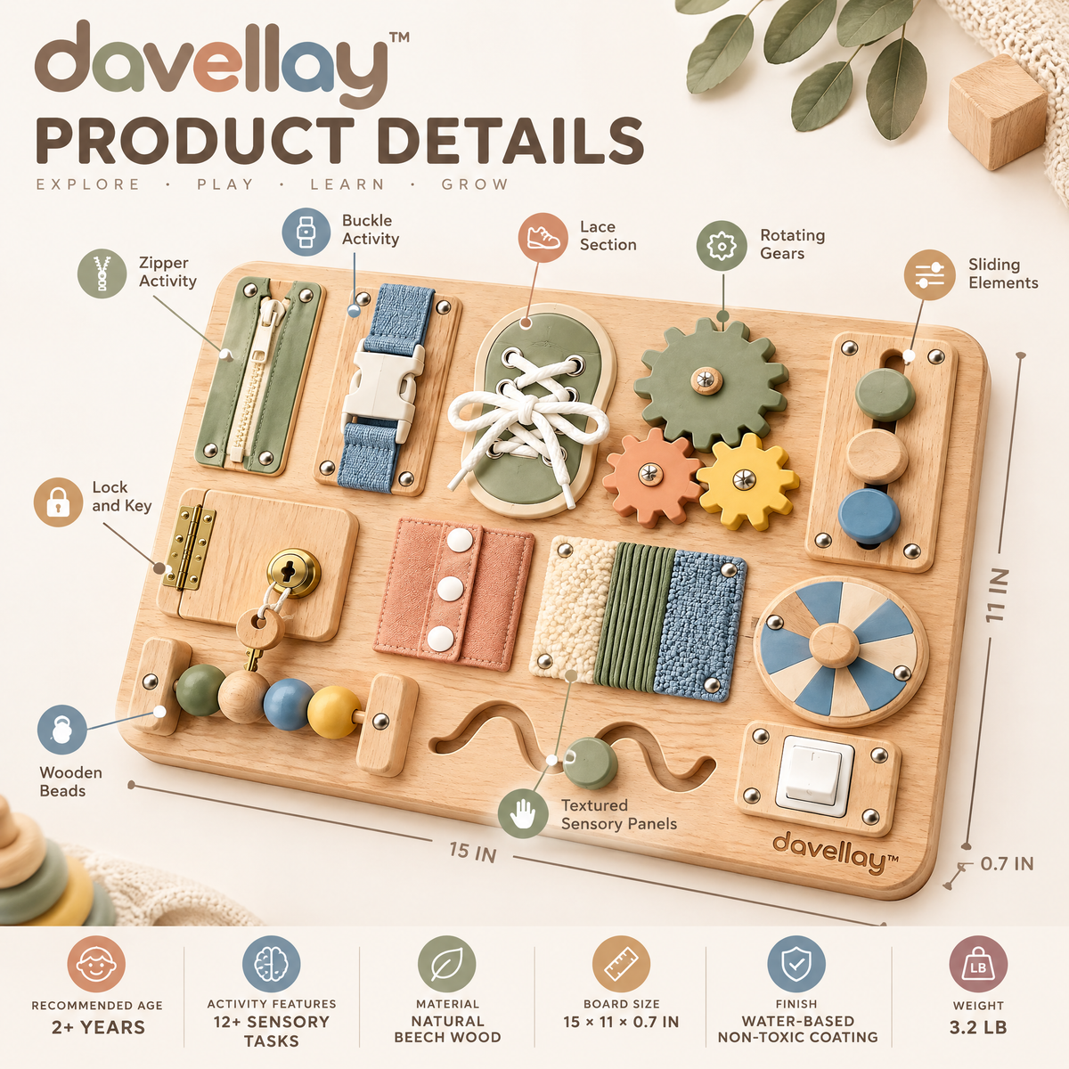 davellay™ Sensory Exploration Busy Board