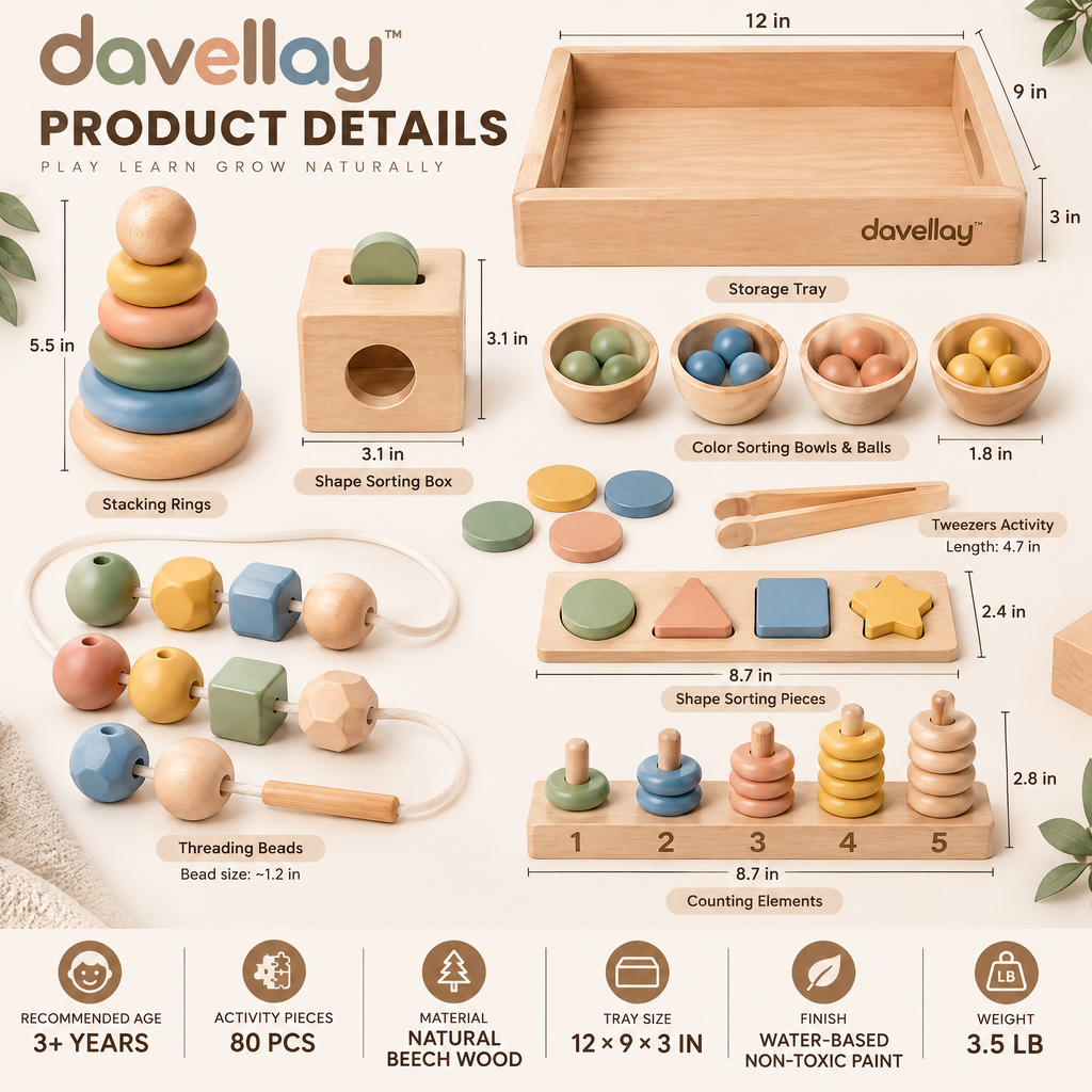 davellay™ Wooden Fine Motor Skills Toy Set