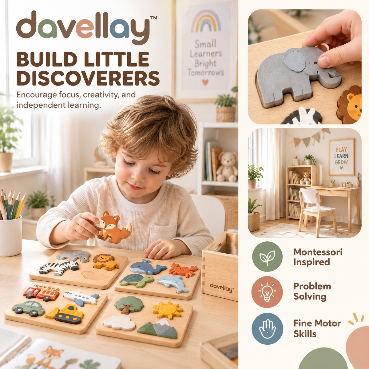 davellay™ Little Explorer Educational Puzzle Set