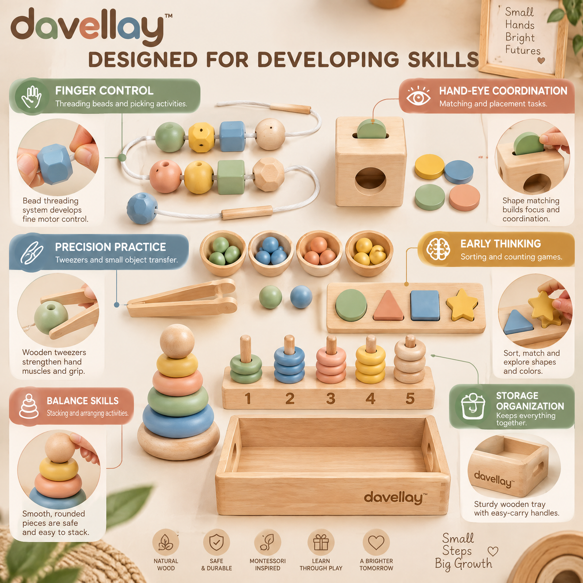 davellay™ Wooden Fine Motor Skills Toy Set